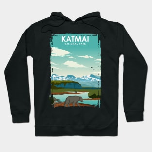 Katmai National Park vintage retro travel poster art Hoodie